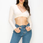 HEATHER Live-In Cropped Surplice Top - VIMMIA