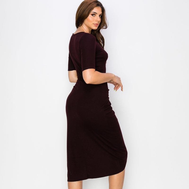 HEATHER Live-in Ribbed Cross Front Dress - VIMMIA