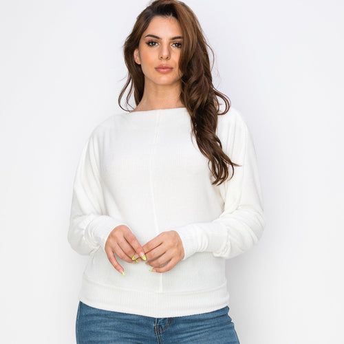 HEATHER Warm Ribbed Boatneck Top - VIMMIA